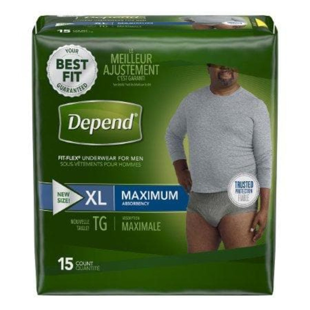 Depend Fit-Flex Breathable Stretch Underwear for Men - Maximum Absorbency - Small/Medium - Senior.com Underwear For Men