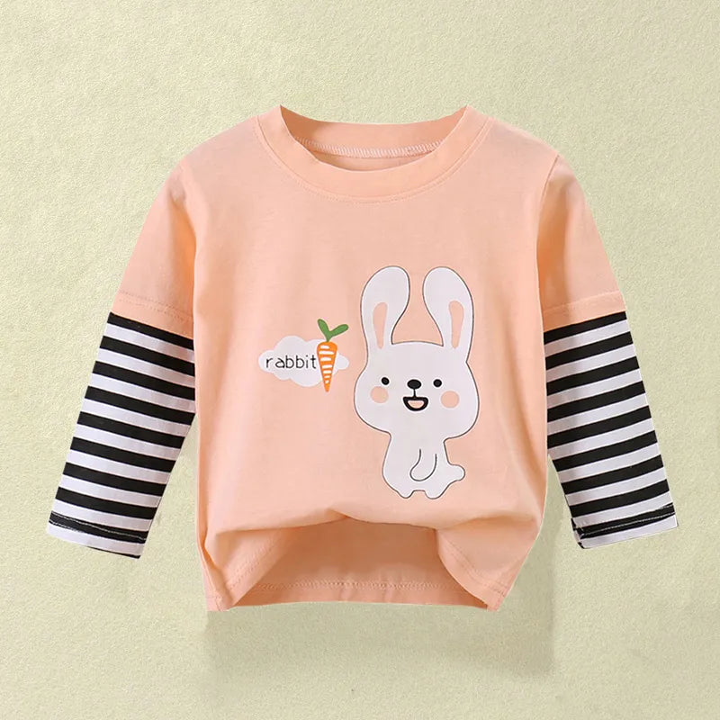 Baby Girls Cartoon Striped T-Shirt