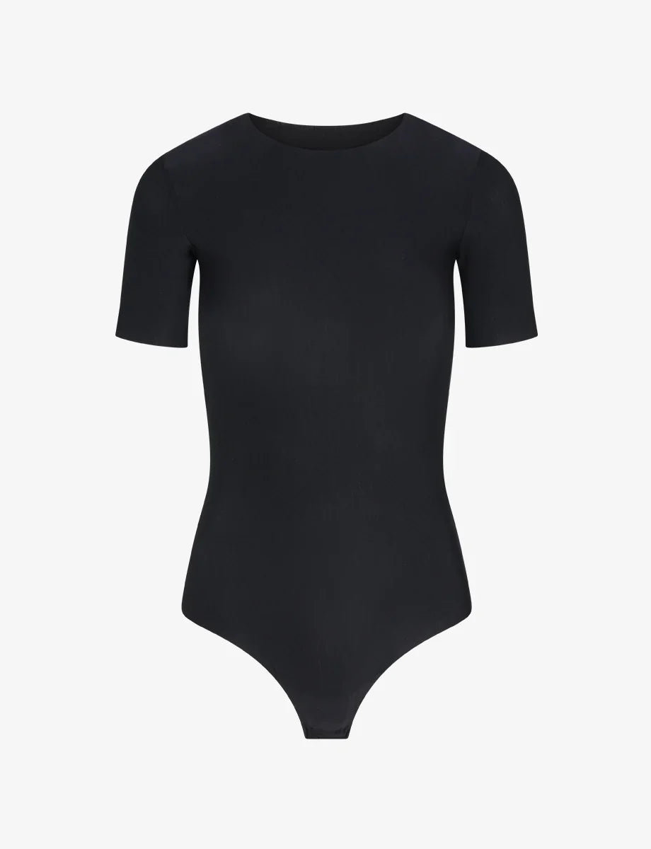 Butter Short Sleeve Bodysuit in Black