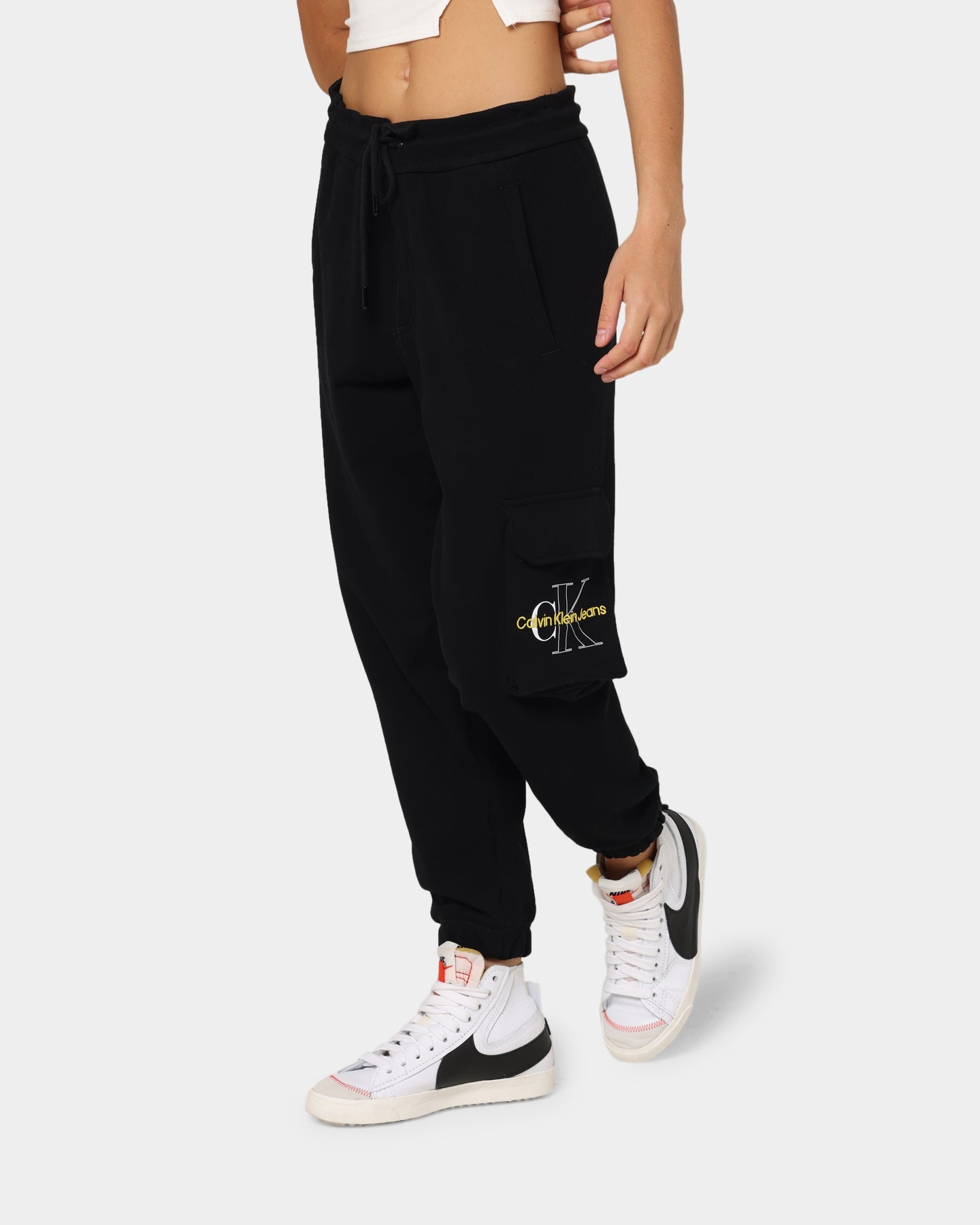 Calvin Klein Two Tone Monogram HWK Pants Ck Black
