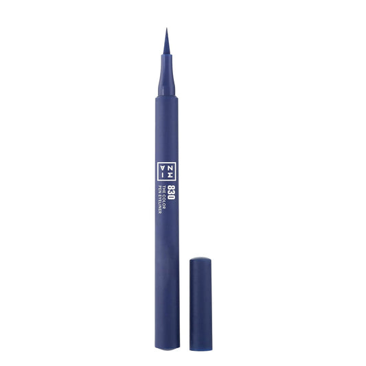 3INA The Color Pen Eyeliner 830 - Ultra Fine Tip 14H Dark Blue Longwear Liquid Liner - Vibrant Color, Matte, Smudgeproof, Flake Proof Eye Makeup - Cruelty Free, Paraben Free, Vegan Cosmetics - Navy