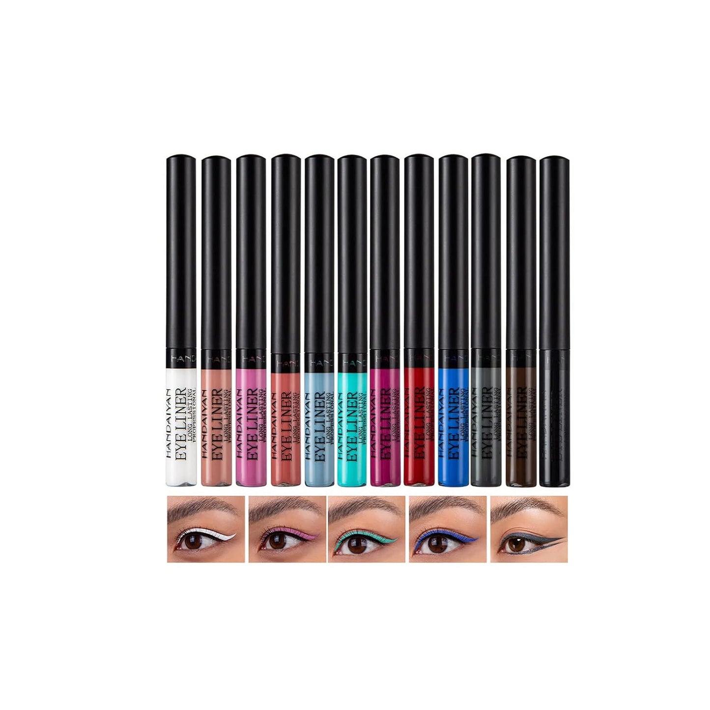 12 Colorful Eyeliner Pen Set, Matte Liquid Eyeliner Pencil Rainbow Pigmented Waterproof Long Lasting Gel Eye Makeup Gift Kit