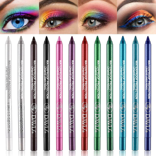 12 Colors Matte Eyeliner Pen Set,Bright Light Blue Red White Silver Colored Colorful Eyeliner Pencil Set, Pearl Metallic Glitter Eyeliner Pencil Kit Eye Liners for Women Waterproof Professional Eye Makeup Eyeliner Eye Color Sets T01