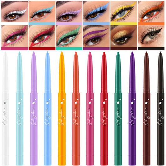 12 Colors Matte Creamy Eyeliner Set, Multicolor Eyeshadow Eyeliner with Black White Brown Green Blue, Colored Eyeliner Long Lasting Colorful Eyeliner Pencils Gel Eye Liners Makeup Gift Kit for Women