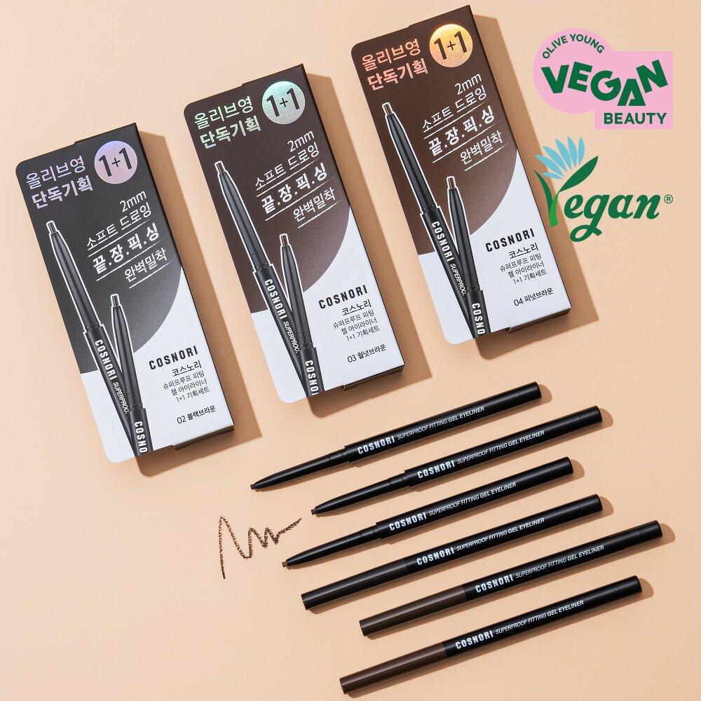 COSNORI Superproof Fitting Vegan Gel Eyeliner Pencil 1 + 1 Special Set