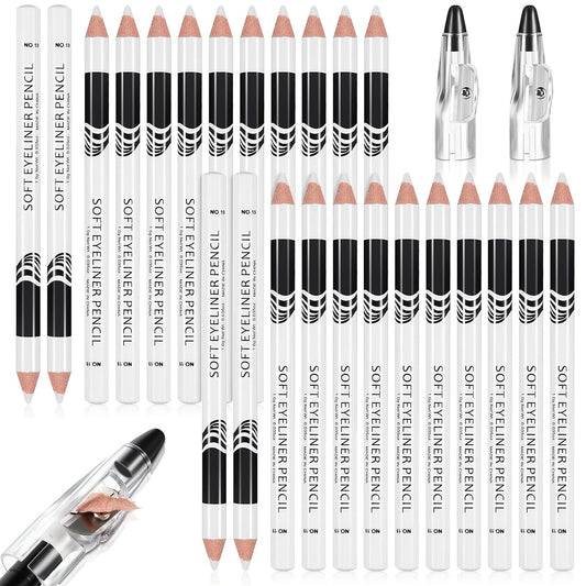 26 Pieces White Eyeliner Pencil with Sharpener Soft Strokes White Eyeliner Pencil Eye Silkworm Brighten Eye Liner Pen Multipurpose Makeup Tool for Eyeshadow Lip Liner