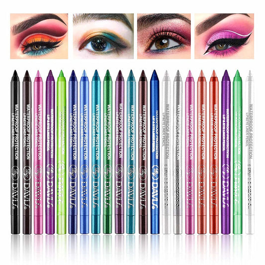 21 Colors Eyeliner Pen Set, Eyeliner Pencil Set, Waterproof Colorful Eyeliner Kit Long Lasting Eyeshadow Pencil Eye&Lip Liner Professional Eye Makeup Set Pearl Eye Liner for Women
