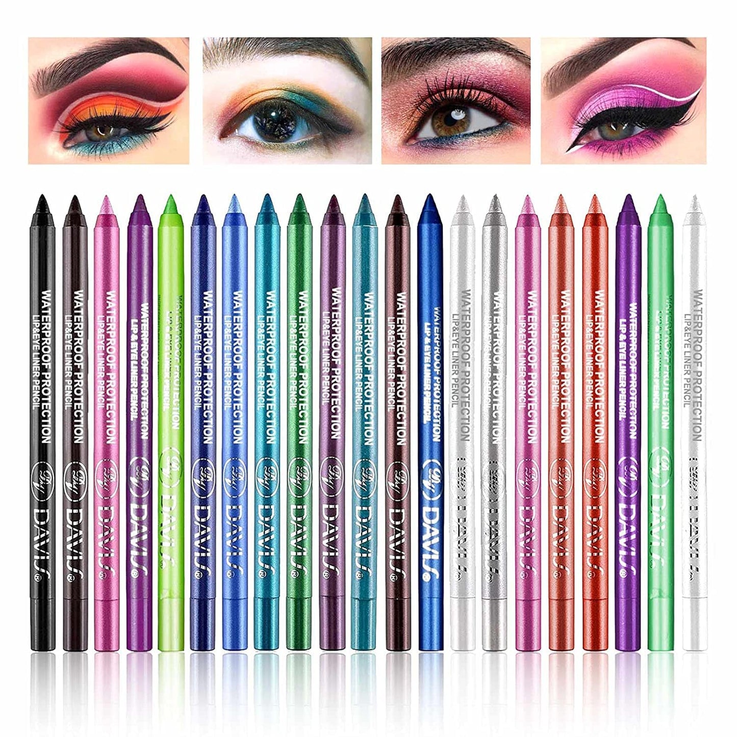 21 Colors Eyeliner Pen Set, Eyeliner Pencil Set, Waterproof Colorful Eyeliner Kit Long Lasting Eyeshadow Pencil Eye&Lip Liner Professional Eye Makeup Set Pearl Eye Liner for Women