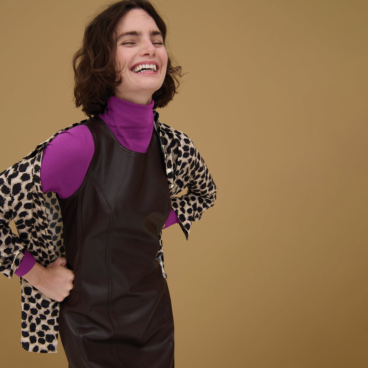 Chloe Dress - Vegan Leather :: Brown