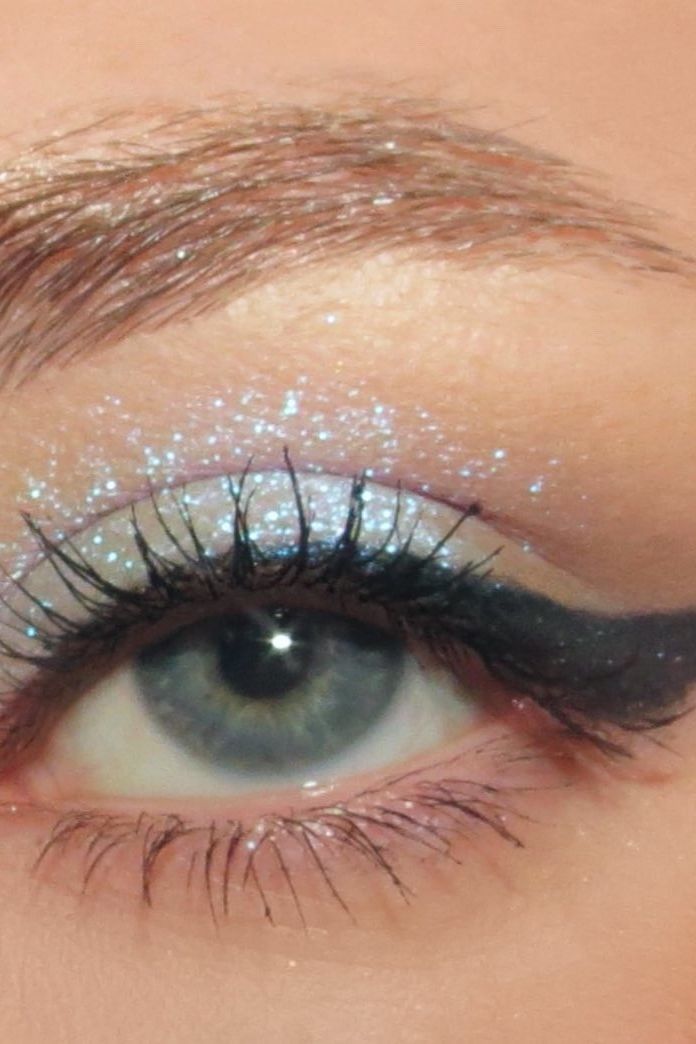 light blue icy glitter for chinese makeup douyin trend