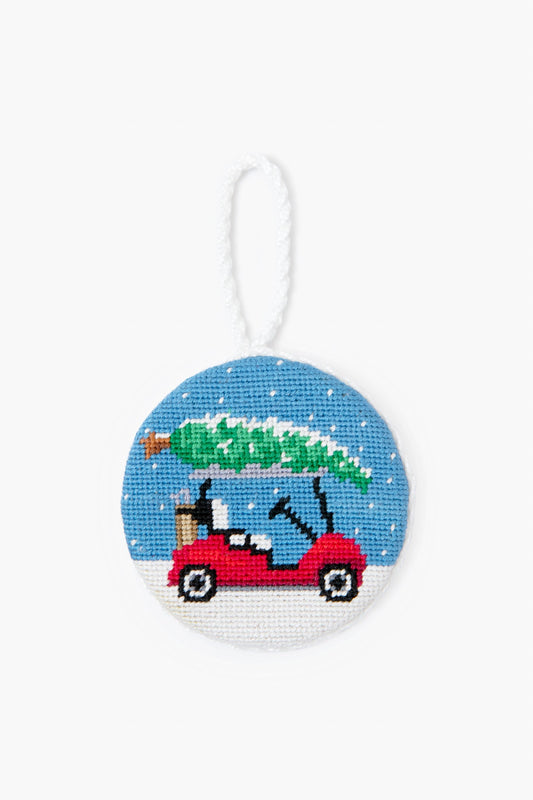 Christmas Golf Cart Needlepoint Ornament