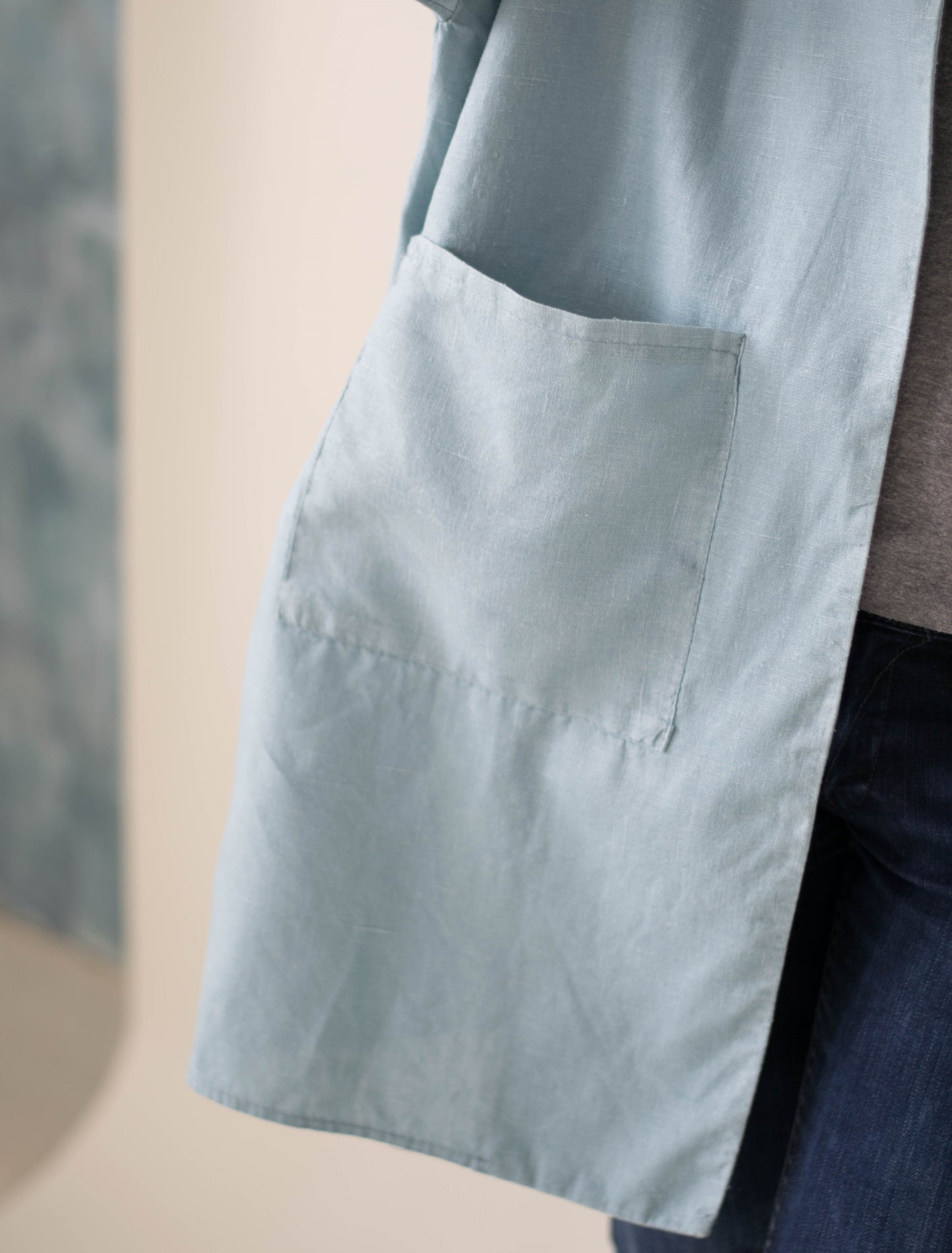 Blue Linen Jacket with Pockets - Oversized Linen Cardigan - Long Olive Linen Coat