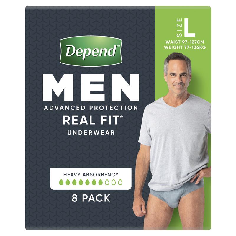 Depend Real Fit Underwear for Men | Pack of 8