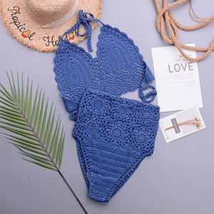 Crochet Lace Up Female Swimsuit High Waist Bikini Bandeau Women Swimwear Two-Pieces Bikini Set Bather Bathing Suit Swim - YourStore YourStore janette_blakely 0 Crochet Lace Up Female Swimsuit High Waist Bikini Bandeau Women Swimwear Two-Pieces Bikini Set Bather Bathing Suit Swim
