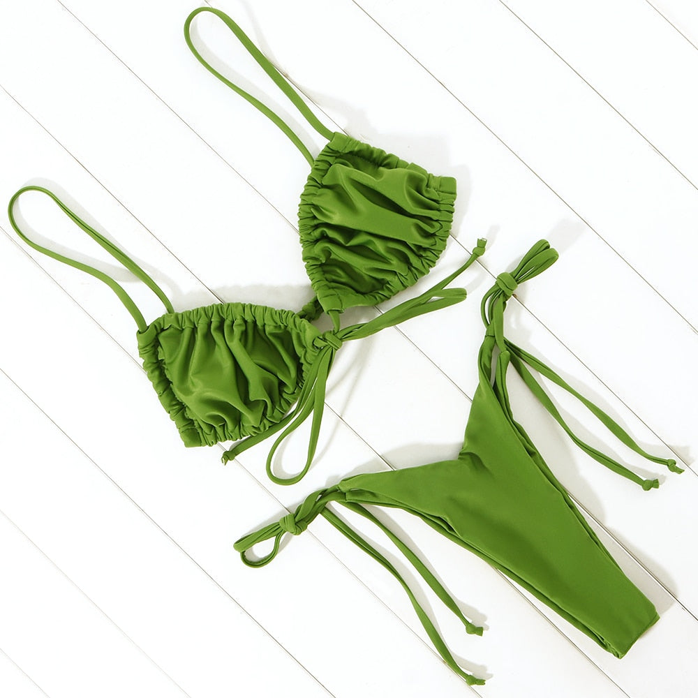 OMKAGI Swimwear Women Solid Swimsuit Sexy Micro Bikinis Set Swimming Bathing Suit Brazilian High Cut Swimsuit 2022 Bikini - YourStore