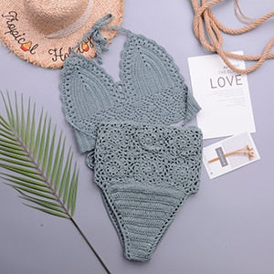 Crochet Lace Up Female Swimsuit High Waist Bikini Bandeau Women Swimwear Two-Pieces Bikini Set Bather Bathing Suit Swim - YourStore YourStore janette_blakely 0 Crochet Lace Up Female Swimsuit High Waist Bikini Bandeau Women Swimwear Two-Pieces Bikini Set Bather Bathing Suit Swim