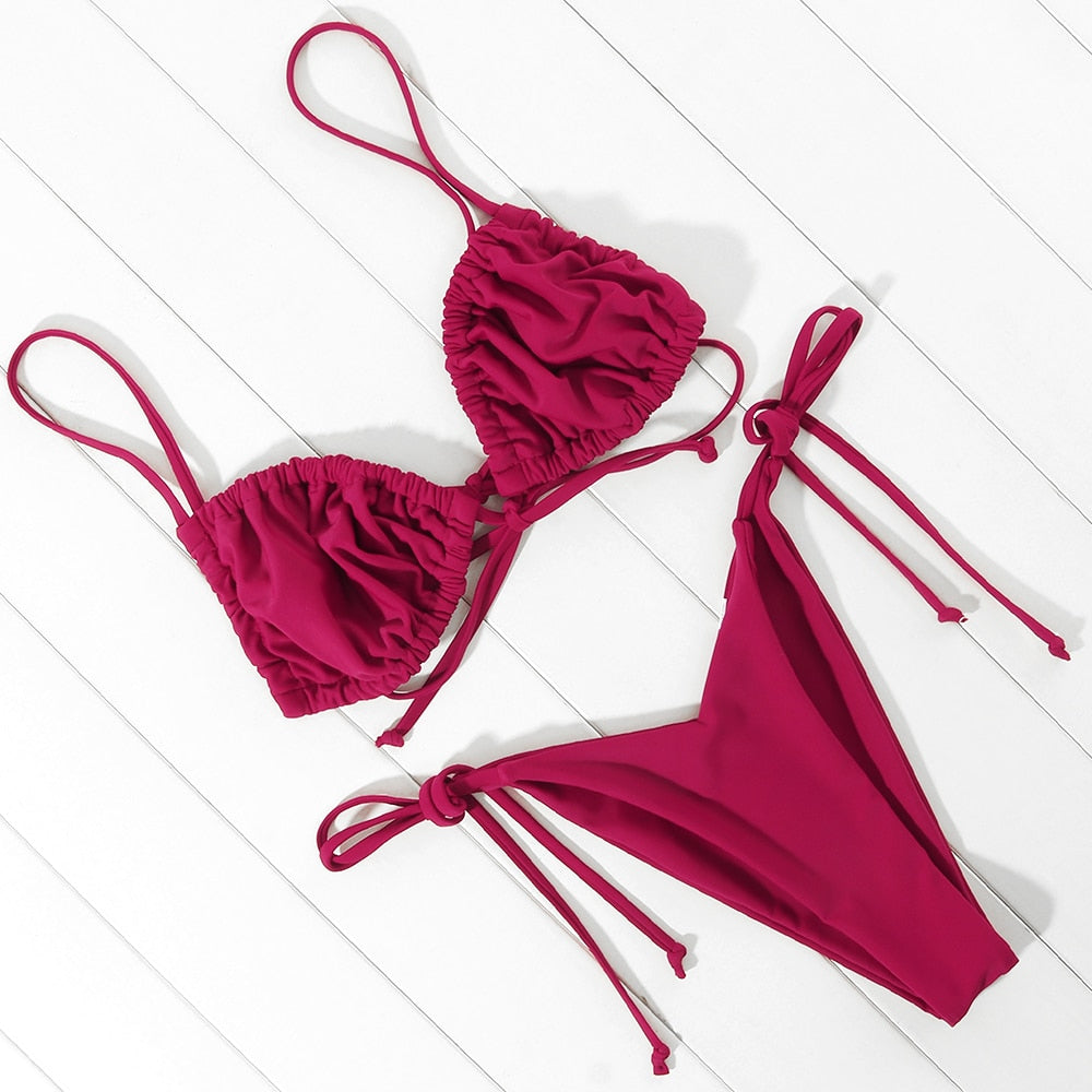 OMKAGI Swimwear Women Solid Swimsuit Sexy Micro Bikinis Set Swimming Bathing Suit Brazilian High Cut Swimsuit 2022 Bikini - YourStore