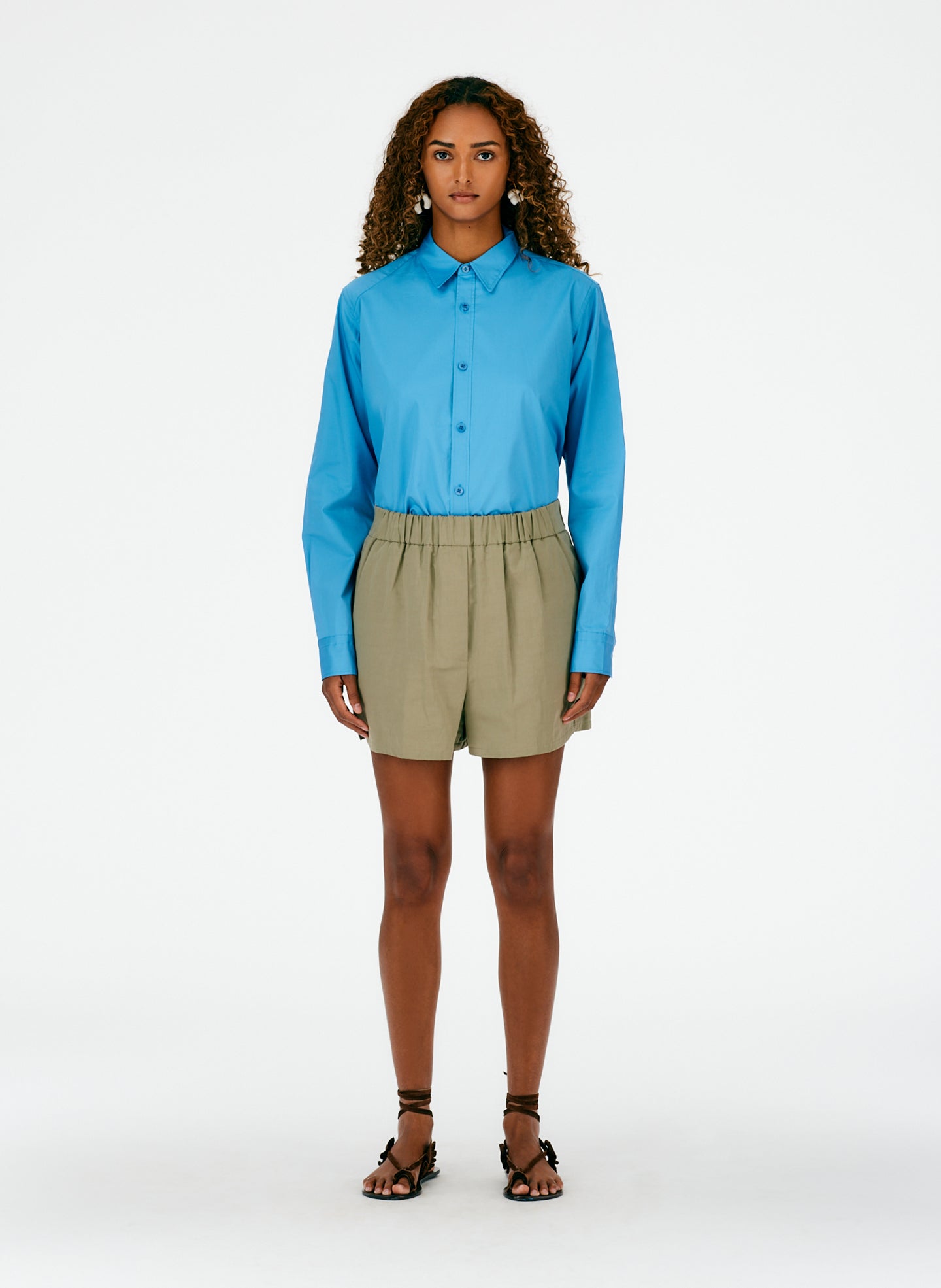 Cotton Linen Sateen Pull On Shorts