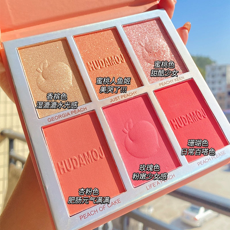 5 COLOR Face blush Palette With Brush