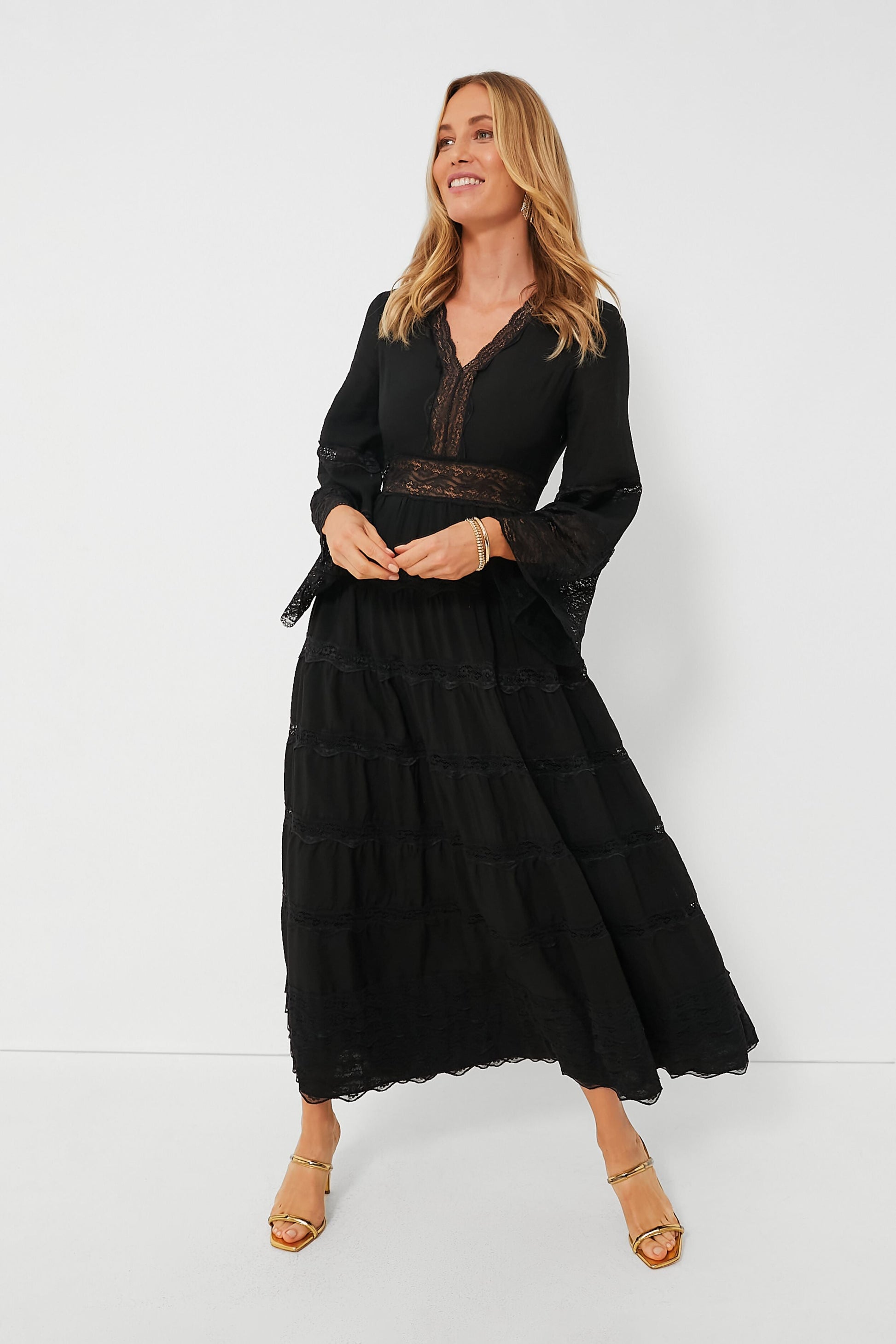 Black Lace Lydia Maxi Dress