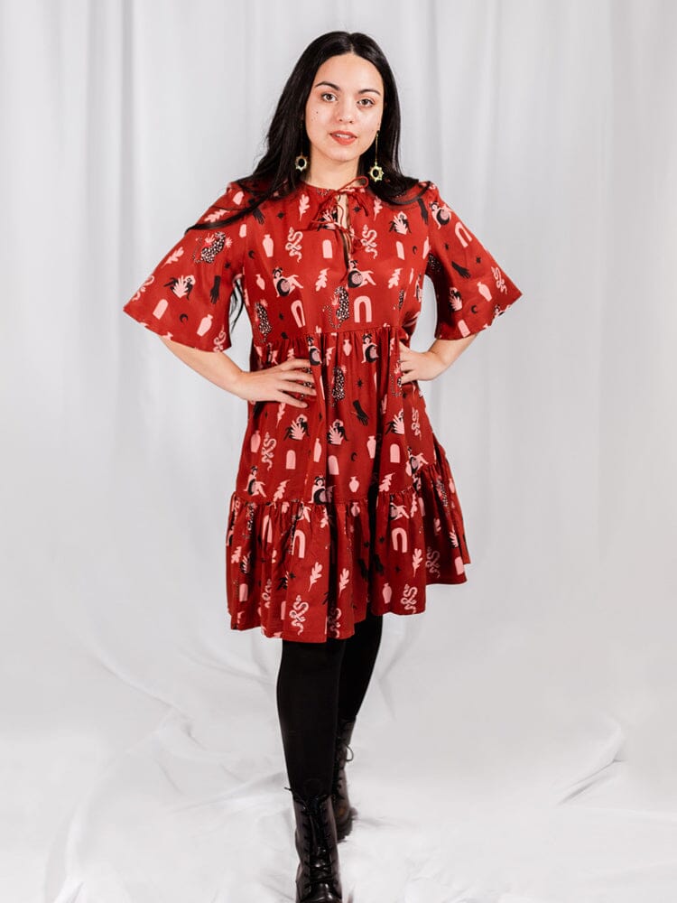 Mata Traders Adelaide Tiered Mini Dress Modern Objects Cranberry Dresses Mata Traders