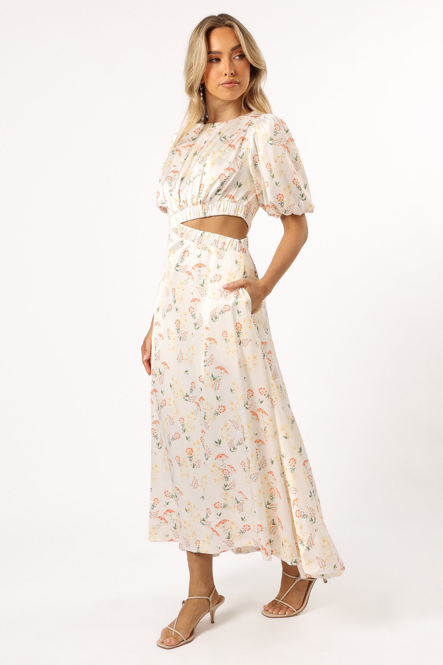 Aminah Puff Sleeve Dress - Yellow Floral