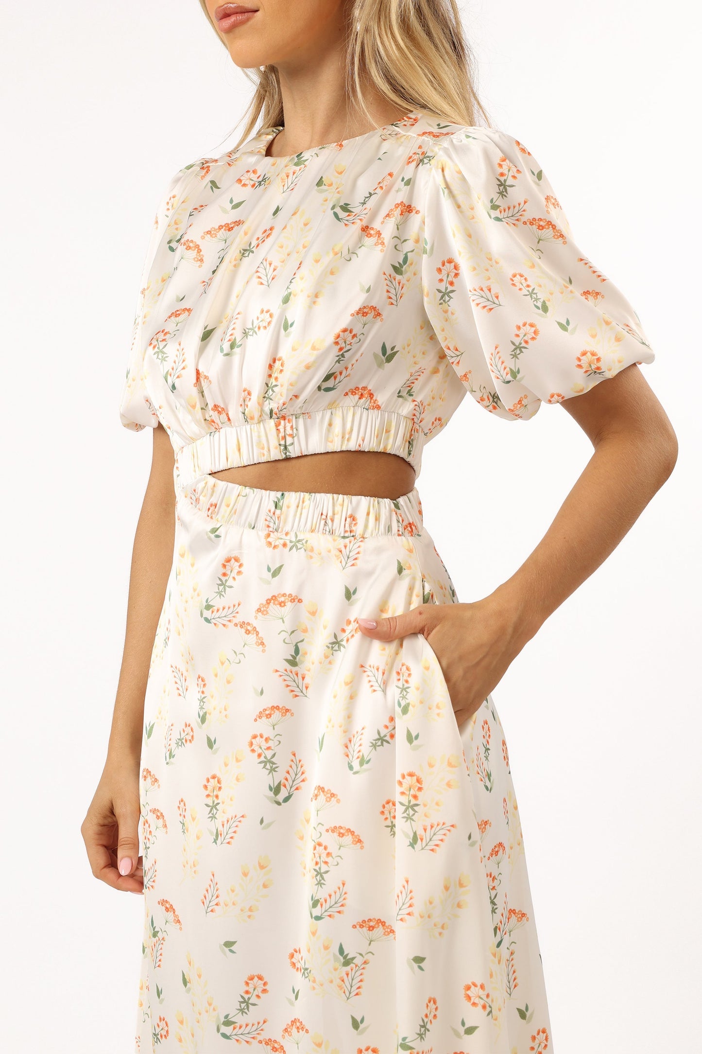 Aminah Puff Sleeve Dress - Yellow Floral